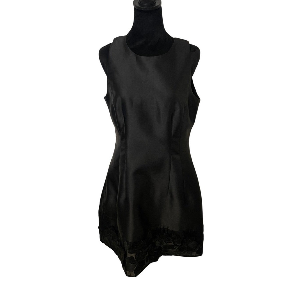 Belle‎ Badgley Mischka Black Dress Sleeveless Party Cocktail Floral Lace Size 10